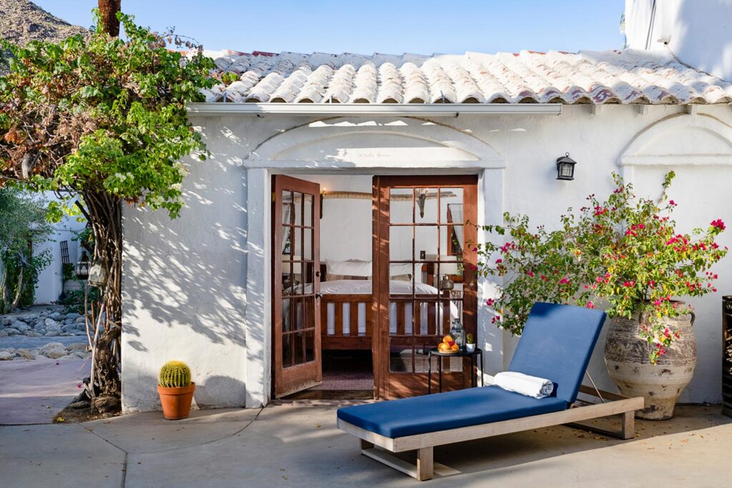 Korakia Pensione courtyard with Moroccan and Mediterranean-inspired architecture