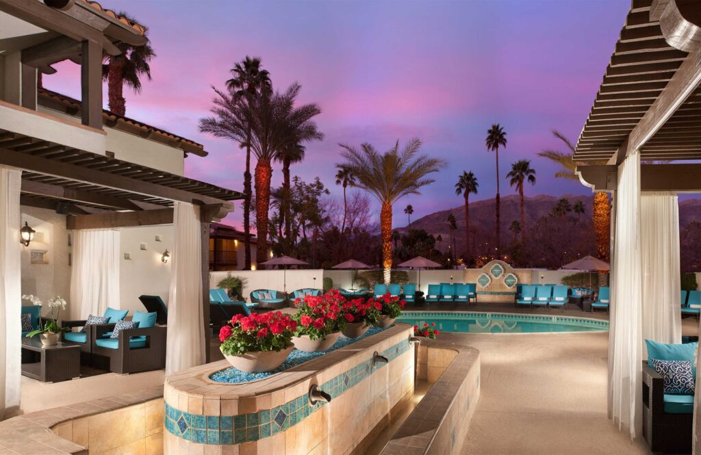 Omni Rancho Las Palmas Resort Splashtopia water park with kids playing in the lazy river