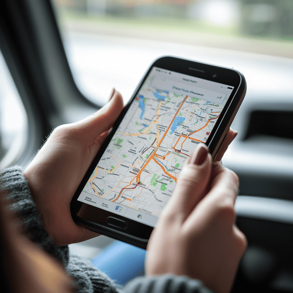 A user interacting with the Trimet Trip Planner on a smartphone, showcasing the interface and route options.