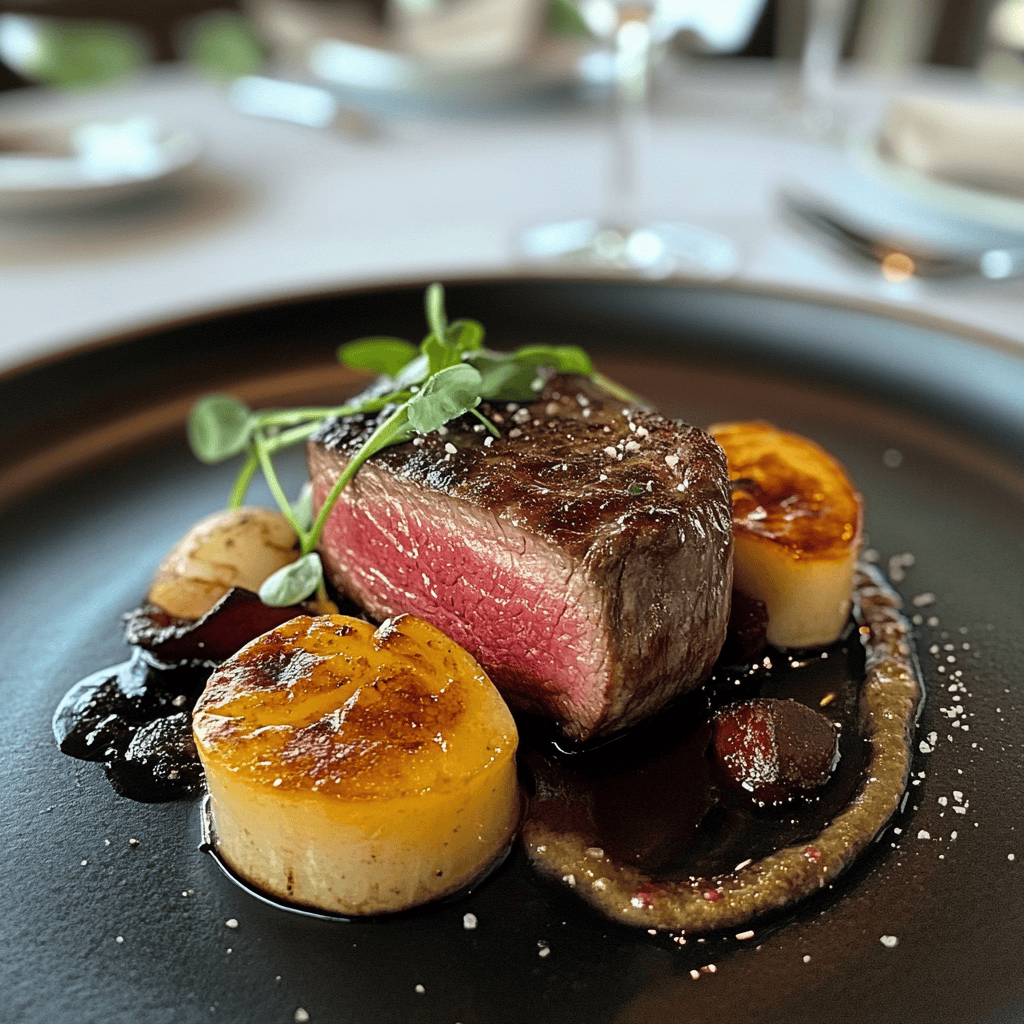 Luxurious Afton Steakhouse in Grand Geneva Resort & Spa, featuring a premium steak on an elegant plate