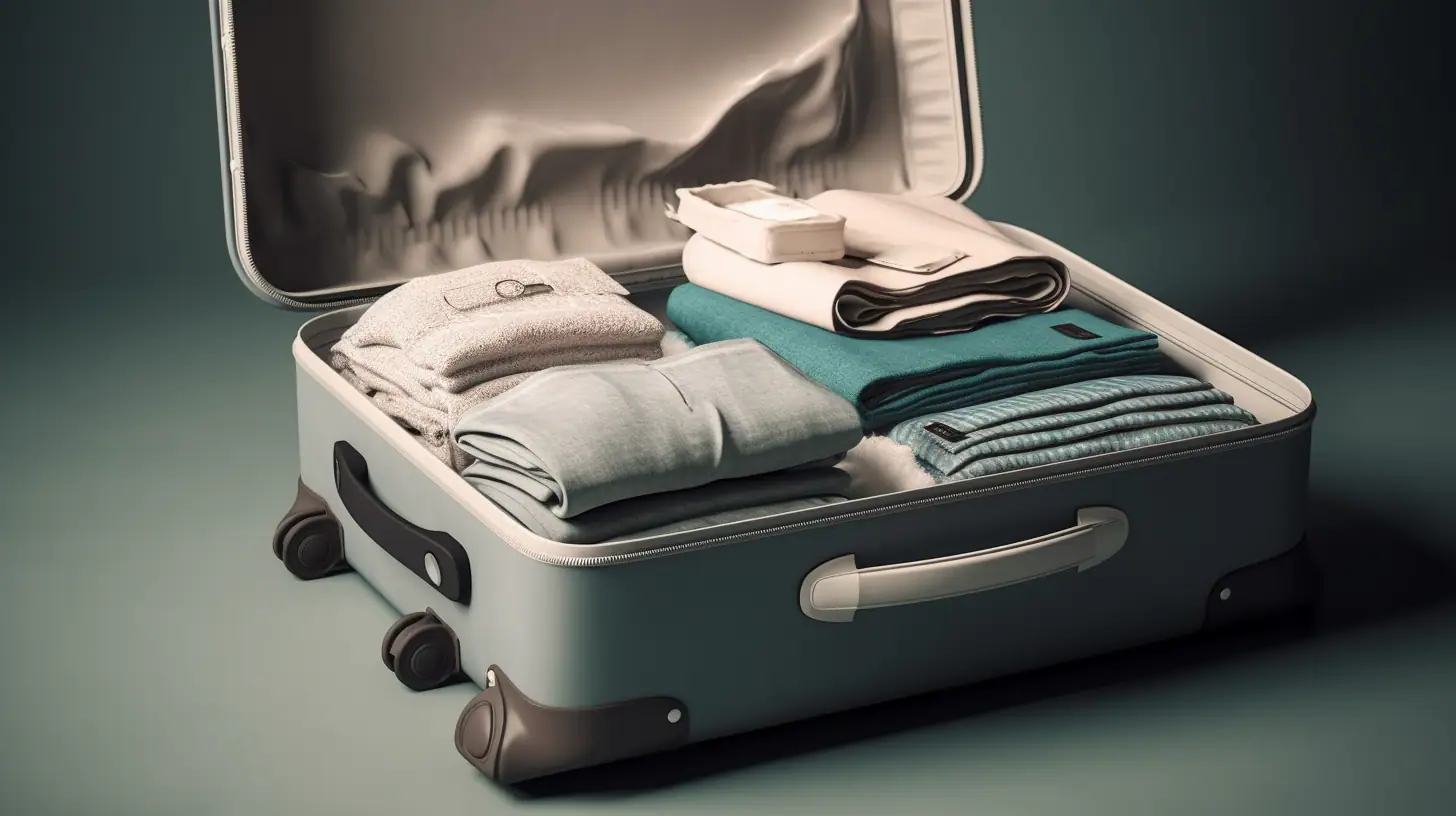 Neatly packed suitcase with rolled and folded towels organized inside.