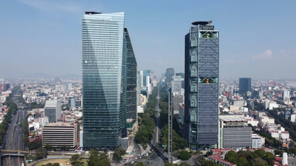 Modern skyscrapers on Paseo de la Reforma.