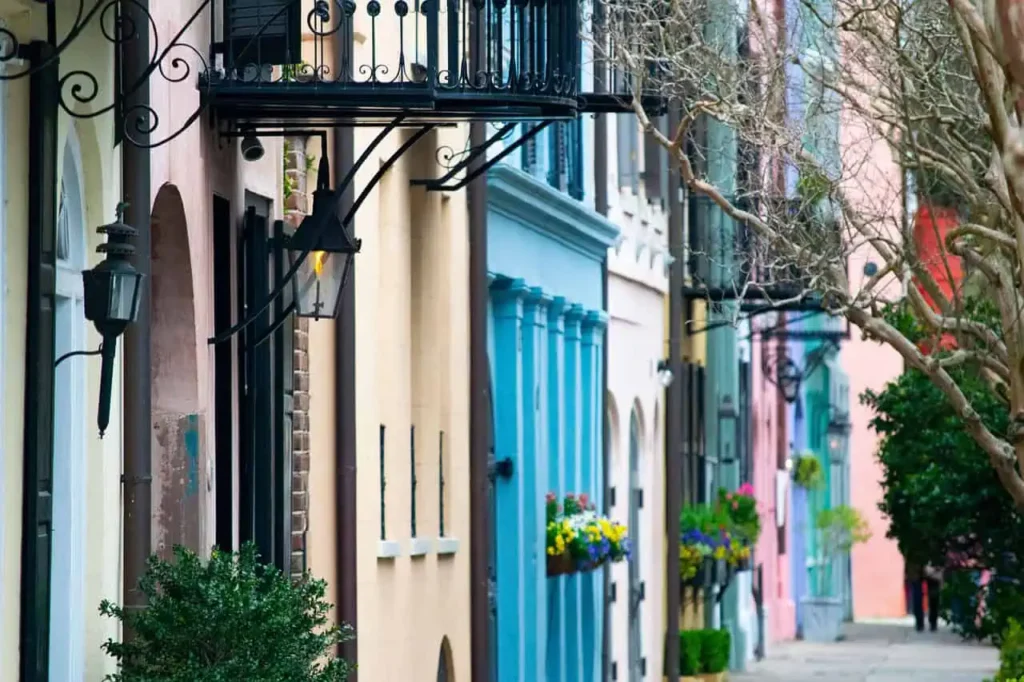 Vibrant and historic houses in Charleston's Rainbow Row