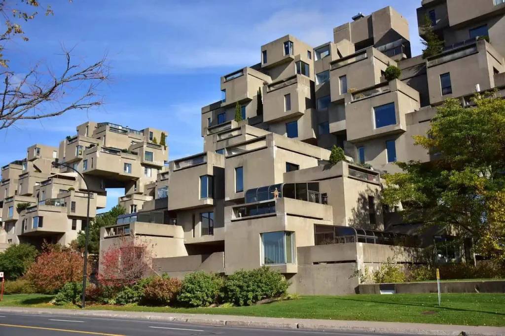 Habitat 67 architecture in Montreal showcasing unique modular design.