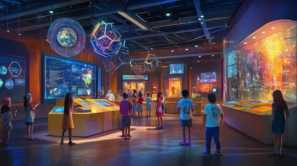 Children exploring interactive exhibits in a bright and colorful museum among things to do in miami with kids