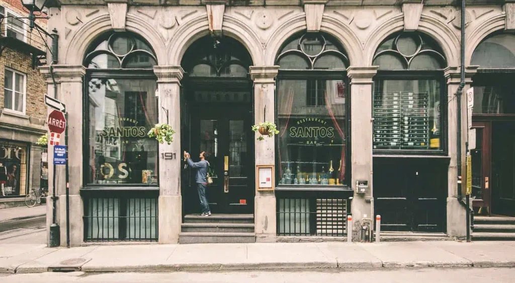 Urban boutique hotel in Montreal with a vintage architectural façade.