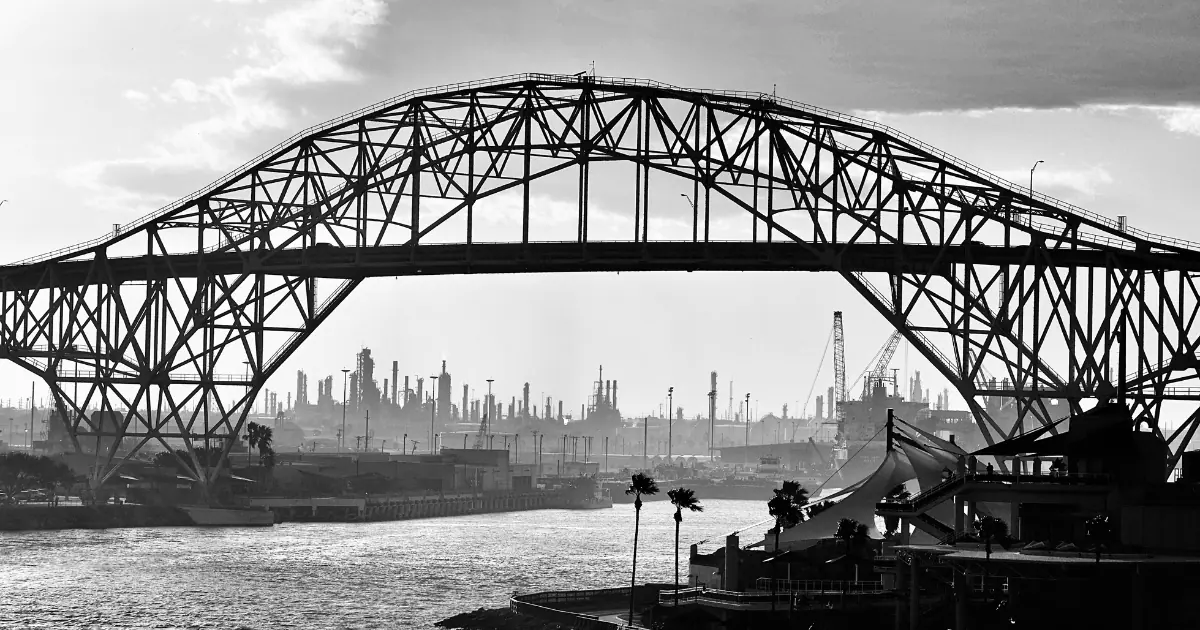 A stunning view of the Corpus Christi Harbor Bridge at sunset, one of the best things to do in Corpus Christi.