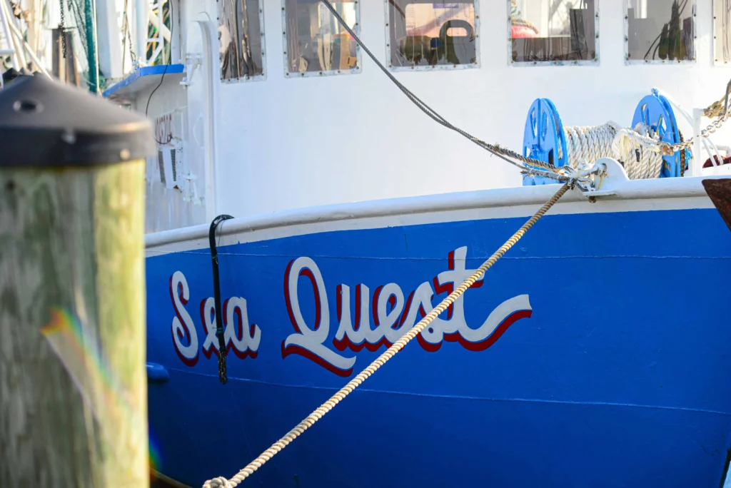 A traditional fishing boat docked in Biloxi, MS, reflecting the city’s rich maritime heritage.